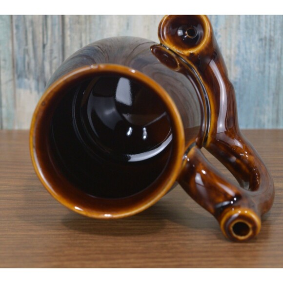 Wake and Bake Mug Pipe Ceramic Smoking Coffee Cup Brown Rustic Design - Picture 8 of 9